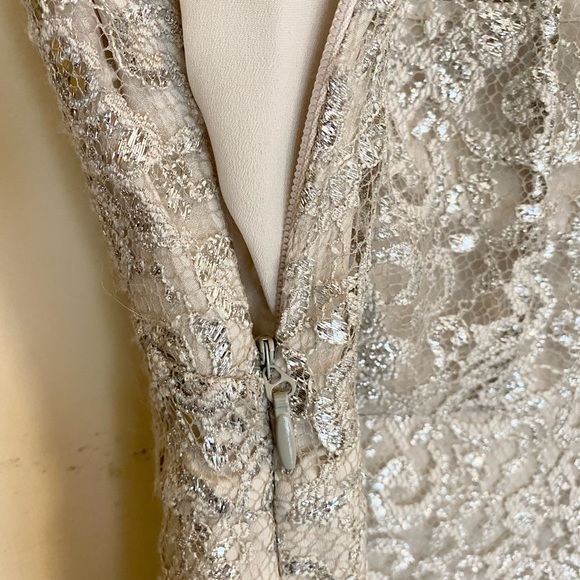 BCBG Maxszria Metallic Lace Sheath Dress Size 10P - Picture 4 of 6